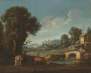 Follower Of Filippo Teodoro De Liagno - A landscape with Christ on the road to Emmaus.webp