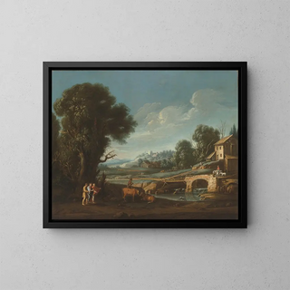Follower Of Filippo Teodoro De Liagno - A landscape with Christ on the road to Emmaus.webp