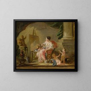 Eine Allegorie der Malerei - Schule von François Boucher — gerahmtes Bild an der Wand