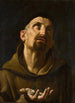 Saint Didacus d'Alcalá, der Rosenknöpfe hält - Schule von Guido Reni — Ansicht des Kunstwerks