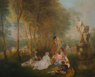 Follower of Antoine Watteau - Fte Galante With a Statue of Venus.webp