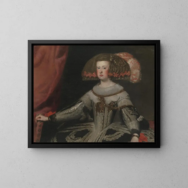 Marianne von Österreich, Königin von Spanien - Schule von Diego Velázquez — gerahmtes Bild an der Wand