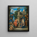 Elegante Figuren mit Hellebardieren in der Nähe einer Loggia - Schule von Paolo Caliari — gerahmtes Bild an der Wand