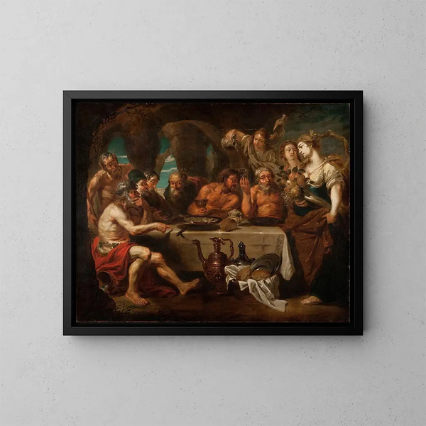 Das Bankett - Schule von Peter Paul Rubens — gerahmtes Bild an der Wand
