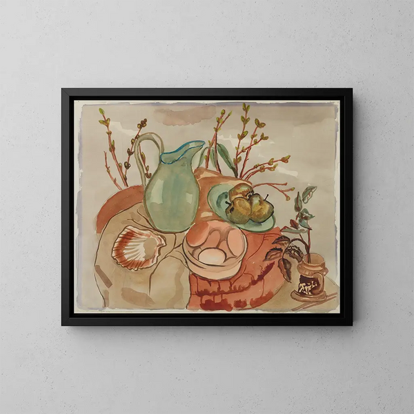 Stillleben mit Eiern und Weide - Frances Hodgkins — gerahmtes Bild an der Wand