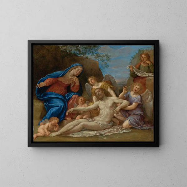 Lamentation avec la Vierge, saint Jean et des anges - Francesco Albani — gerahmtes Bild an der Wand