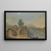 Ansicht einer launischen Stadt mit Befestigungsanlagen und eleganten Figuren am Fluss - Francesco Battaglioli — gerahmtes Bild an der Wand
