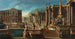 Ansicht einer Villa mit einem Brunnen, Gärten und eleganten Figuren - Francesco Battaglioli — Ansicht des Kunstwerks