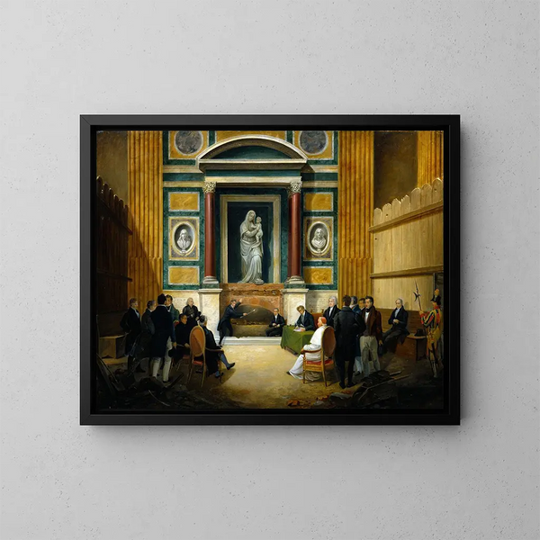 L'ouverture de la tombe de Raphaël au Panthéon 1833 - Francesco Diofebi — gerahmtes Bild an der Wand