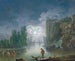 Ein Flusslandschaft bei Mondschein mit Fischern, die bei Fackellicht arbeiten, im Hintergrund rechts der Tempel der Vesta - Francesco Fidanza — Ansicht des Kunstwerks