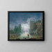 Ein Flusslandschaft bei Mondschein mit Fischern, die bei Fackellicht arbeiten, im Hintergrund rechts der Tempel der Vesta - Francesco Fidanza — gerahmtes Bild an der Wand