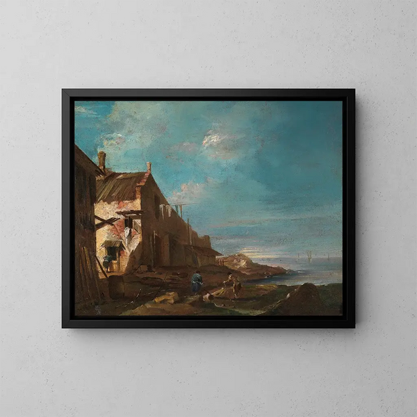 Ein architektonischer Küstenzauber - Francesco Guardi — gerahmtes Bild an der Wand