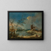 Ein Laune eines rustikalen Turms am Seeufer - Francesco Guardi — gerahmtes Bild an der Wand
