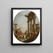 Ein architektonischer Laune mit Figuren unter klassischen Ruinen Ein Tempel darüber hinaus - Francesco Guardi — gerahmtes Bild an der Wand