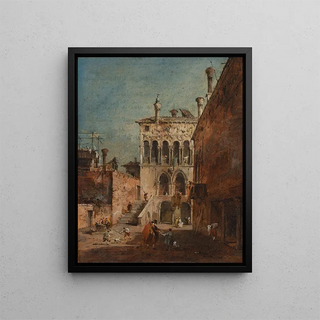 Francesco Guardi - An architectural capriccio with a campiello.webp