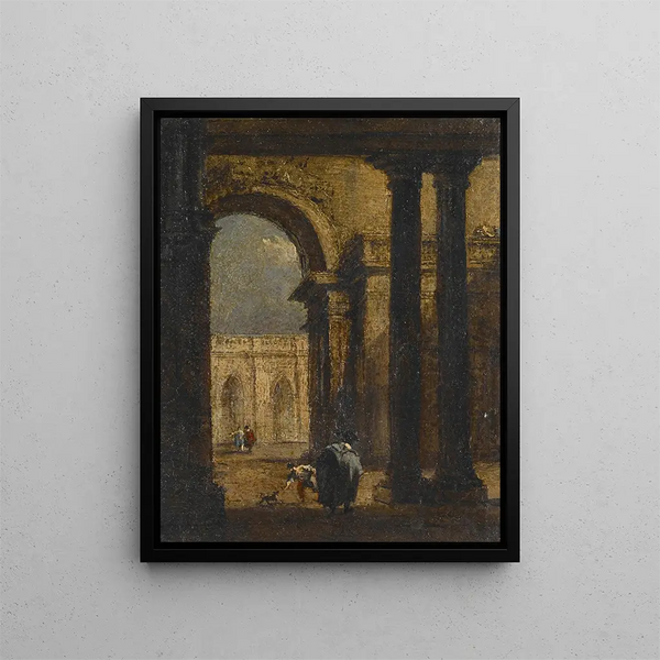 Hof des Palastes Capriccio - Francesco Guardi — gerahmtes Bild an der Wand