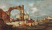 Caprice mit einer Ruinenbogen und einer Villa im Hintergrund - Francesco Guardi — Ansicht des Kunstwerks