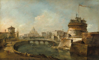 Francesco Guardi - Fanciful View of the Castel SantAngeloRome.webp