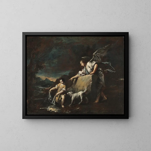 Tobias und der Engel - Francesco Guardi — gerahmtes Bild an der Wand