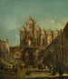 Ansicht des Campo San Zanipolo mit der Loggia, die anlässlich der Benediktion von Papst Pius VI. errichtet wurde - Francesco Guardi — Ansicht des Kunstwerks