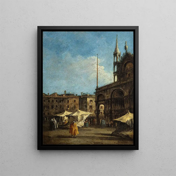 Ansicht des Markusplatzes in Venedig - Francesco Guardi — gerahmtes Bild an der Wand