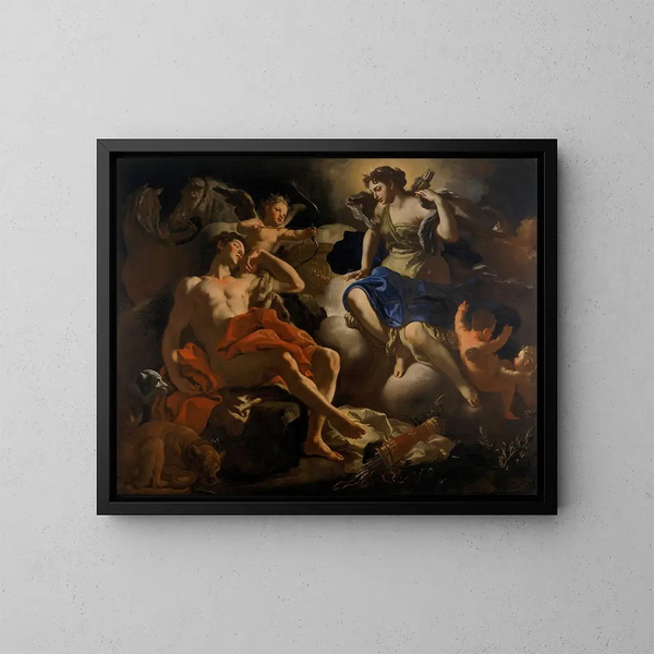 Diane und Endymion - Francesco Solimena — gerahmtes Bild an der Wand