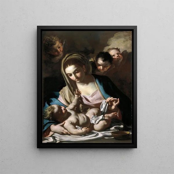 Jungfrau mit Kind - Francesco Solimena — gerahmtes Bild an der Wand