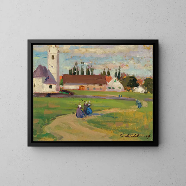 Figuren auf einem Dorffeldweg - Francis Campbell Boileau Cadell — gerahmtes Bild an der Wand