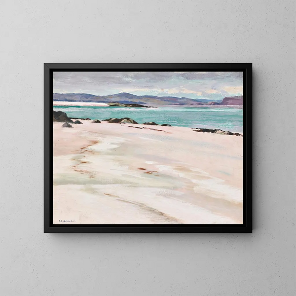 Iona weiße Sanddünen, Blick nach Osten - Francis Campbell Boileau Cadell — gerahmtes Bild an der Wand