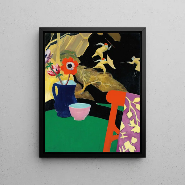 Naturmorte mit lackiertem Paravent - Francis Campbell Boileau Cadell — gerahmtes Bild an der Wand