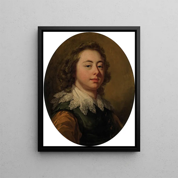 Portrait eines jungen Mannes im Halbprofil - Francis Cotes — gerahmtes Bild an der Wand