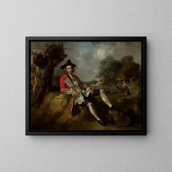 Portrait eines Gentlemans - Francis Hayman — gerahmtes Bild an der Wand