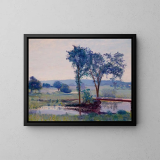 Landschaftsgemälde mit einem See - Francis J Flanagan — gerahmtes Bild an der Wand