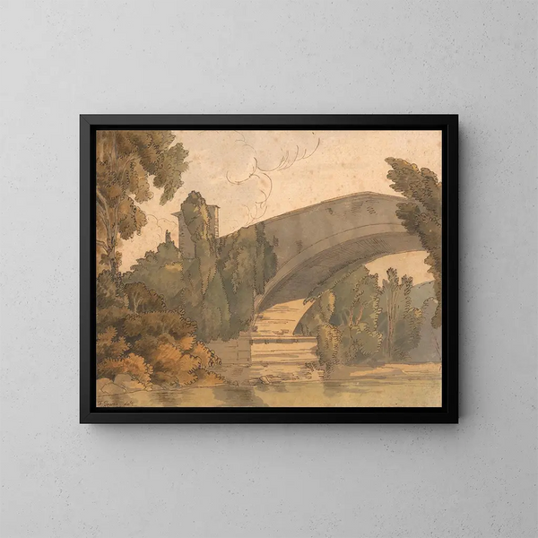 Ein Brücke zwischen Florenz und Bologna - Francis Towne — gerahmtes Bild an der Wand