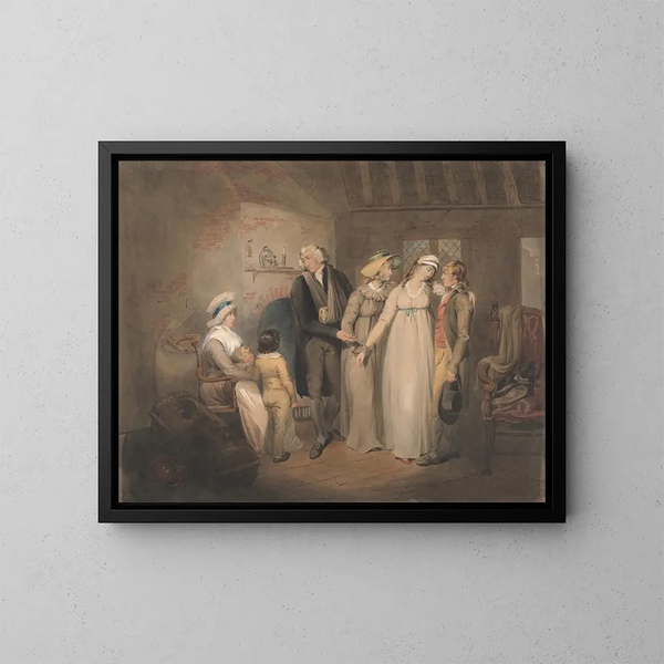 Olivia kehrt zu ihrer Familie zurück - Francis Wheatley — gerahmtes Bild an der Wand