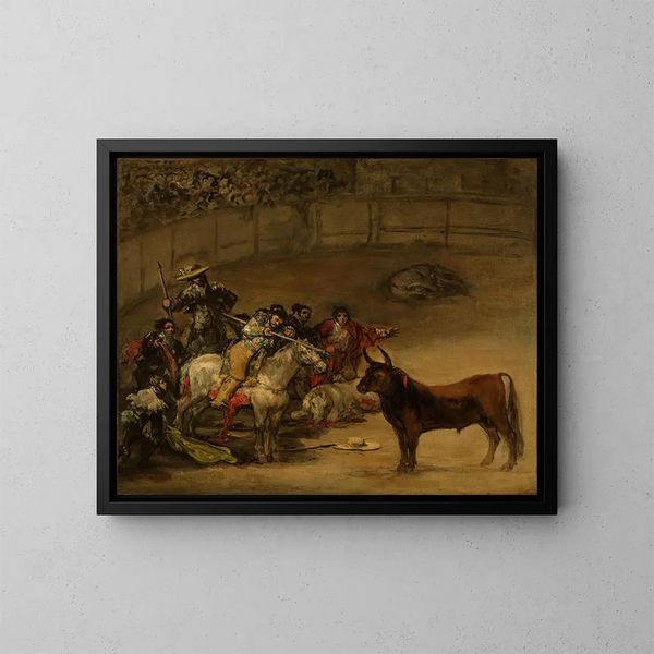 Lutte de taureaux, suerte de varas - Francisco de Goya — gerahmtes Bild an der Wand