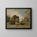 Das Bruder Pedro bindet El Maragato mit einer Schnur - Francisco de Goya — gerahmtes Bild an der Wand