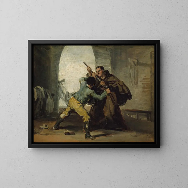 Das Bruder Pedro reißt El Maragato die Pistole aus - Francisco de Goya — gerahmtes Bild an der Wand
