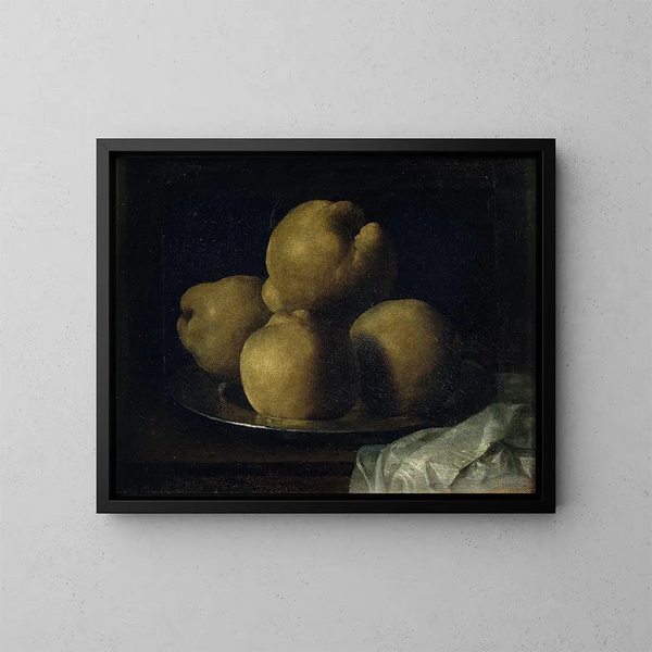 Naturmorte mit einer Quittenplatte - Francisco de Zurbarán — gerahmtes Bild an der Wand
