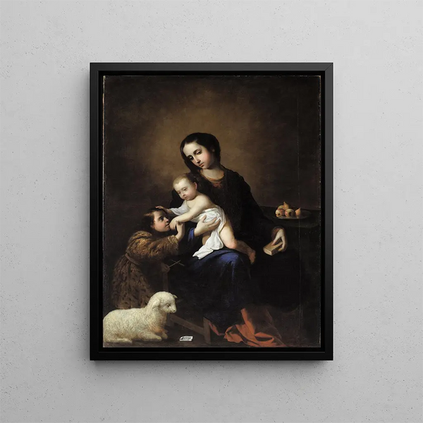 Die Jungfrau mit dem Kind und dem kleinen Johannes dem Täufer - Francisco de Zurbarán — gerahmtes Bild an der Wand