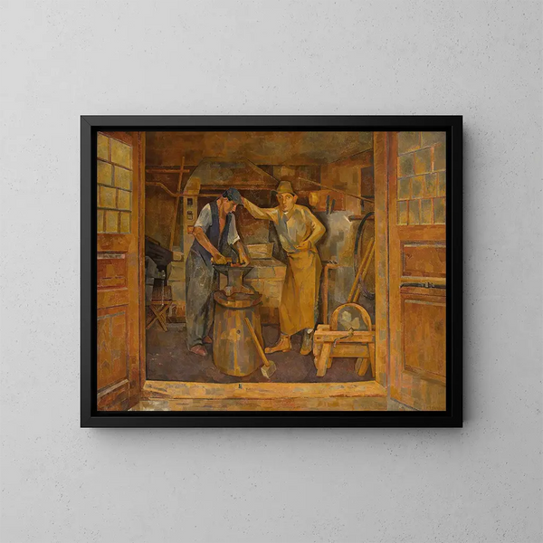 in einer Schmiede - Franciszek Bartoszek — gerahmtes Bild an der Wand