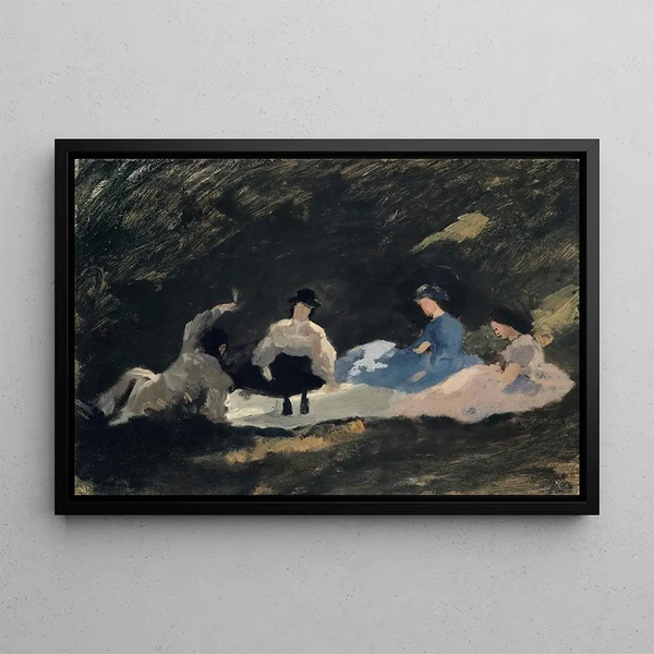 Frühstück am Waldrand - Frank Buchser — gerahmtes Bild an der Wand