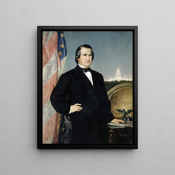 Portrait des amerikanischen Präsidenten Andrew Johnson - Frank Buchser — gerahmtes Bild an der Wand