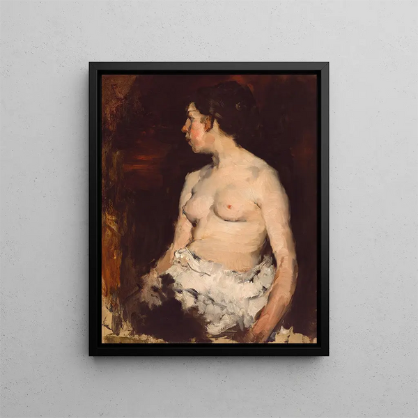 Nackter sitzend - Frank Duveneck — gerahmtes Bild an der Wand