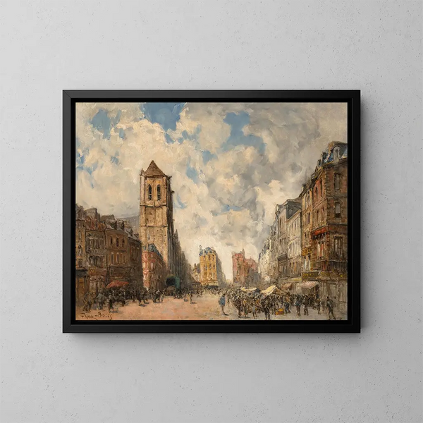 Der Markt von Pont-Audemer - Frank Myers Boggs — gerahmtes Bild an der Wand