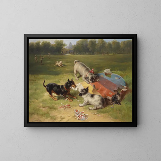 Ein gefundenes Spielzeug - Frank Paton — gerahmtes Bild an der Wand