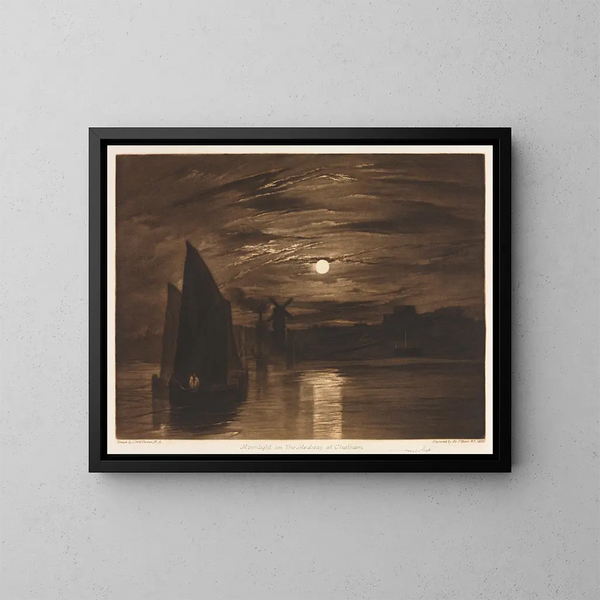 Mondlicht auf der Medway in Chatham - Frank Short — gerahmtes Bild an der Wand