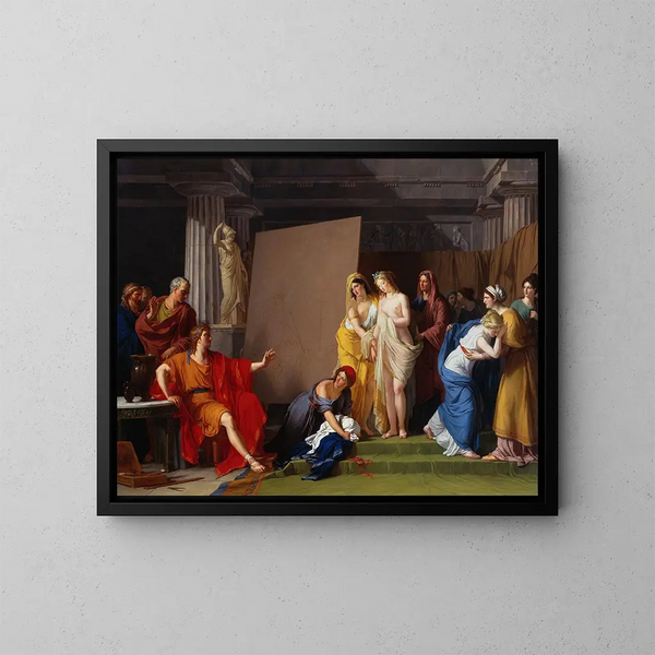 Zeuxis wählt seine Modelle für das Bild von Helena unter den Mädchen von Kroton - François-André Vincent — gerahmtes Bild an der Wand