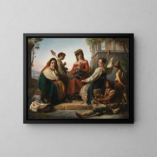 Die Spinnerinnen von Fondi - François-Joseph Navez — gerahmtes Bild an der Wand
