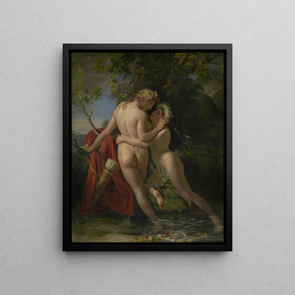Die Nymphe Salmacis und Hermaphrodit - François-Joseph Navez — gerahmtes Bild an der Wand